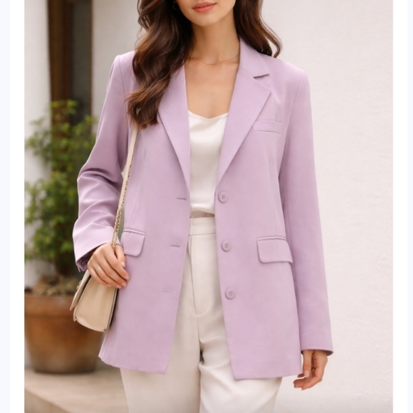 The Post Jackets & Blazers - Lavender Single-Breasted Blazer Jacket